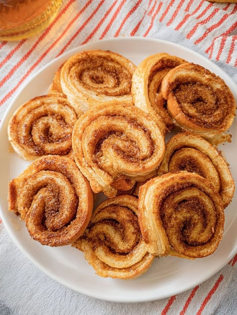 A plate of cinnamon toast pinwheels.