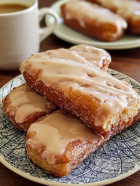 A plate of soft baked maple donut bars.