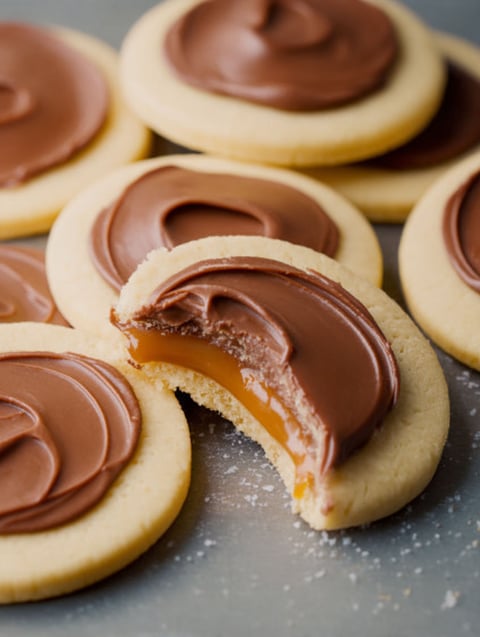 A Twix cookie cup with a bite taken out of it.