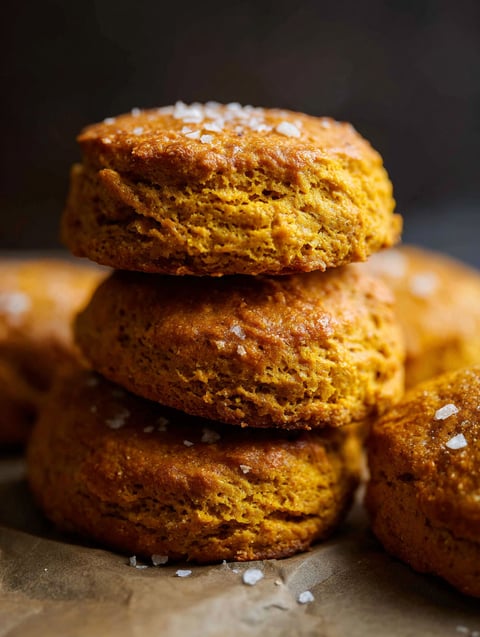 Small batch pumpkin biscuits with sugar on top.