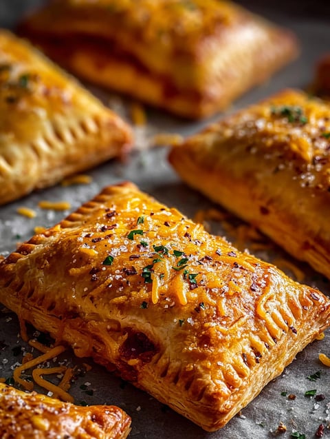 Savory breakfast pop tarts with cheese and herbs.
