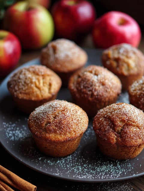 A plate of mini gluten free vegan apple muffins.