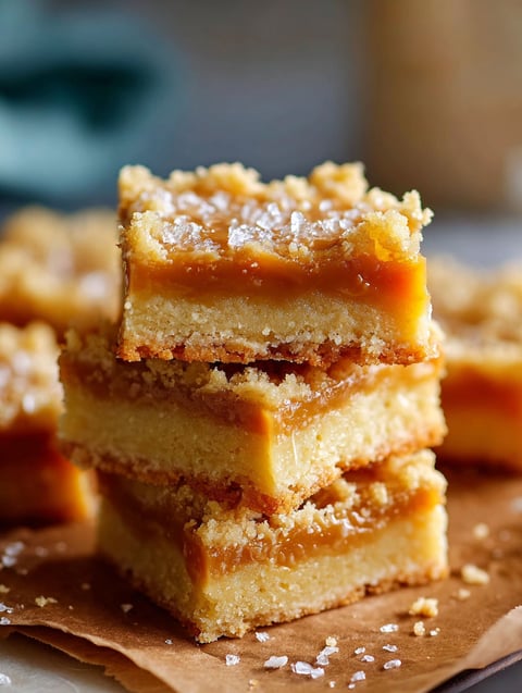 A stack of salted caramel butter bars.