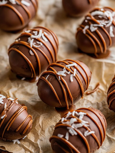 Coconut Easter Eggs on a table.