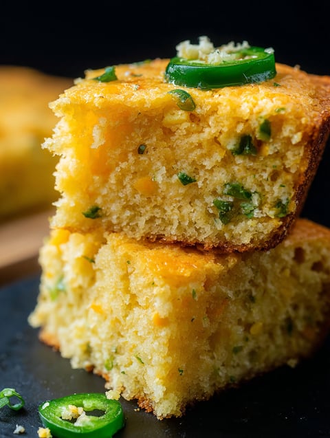 A slice of jalapeño cornbread.