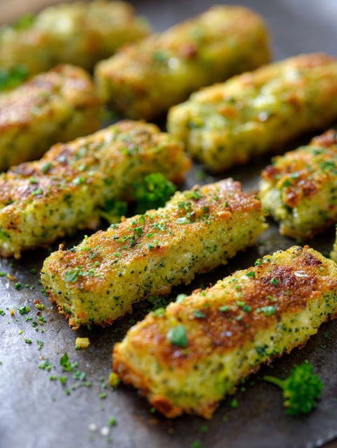 A plate of kid friendly broccoli cheese sticks.