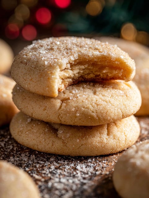 A stack of chewy sugar cookies.