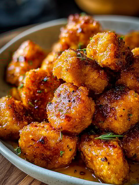 A bowl of cowboy butter chicken bites.