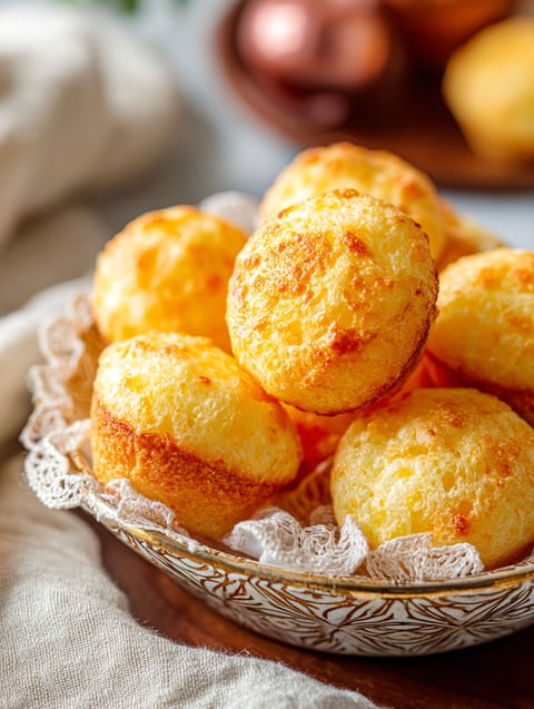 A bowl of cheese bread.