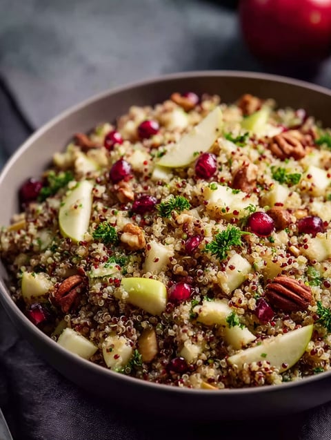 A bowl of quinoa apple salad.