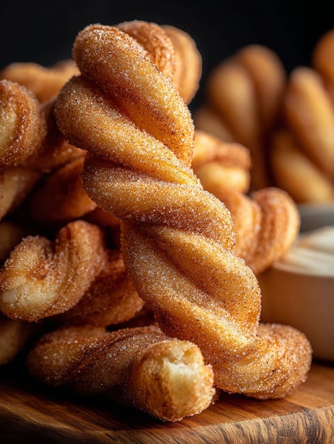 Air fryer cinnamon sugar twists.
