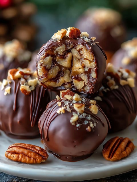 A plate of pecan pie balls.