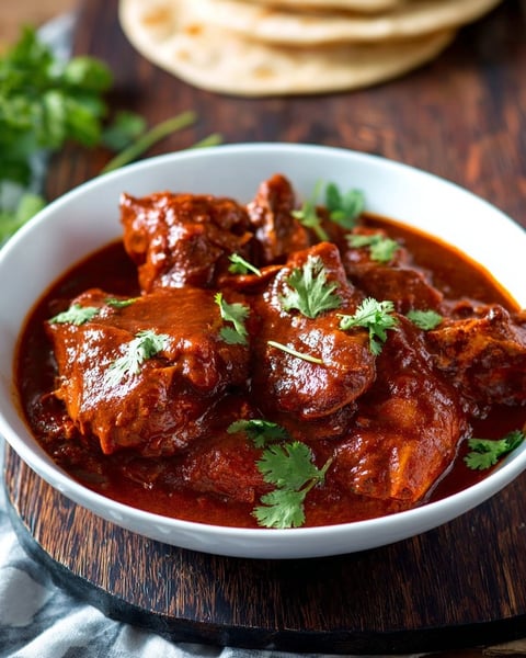 A bowl of Mexican chicken adobo.