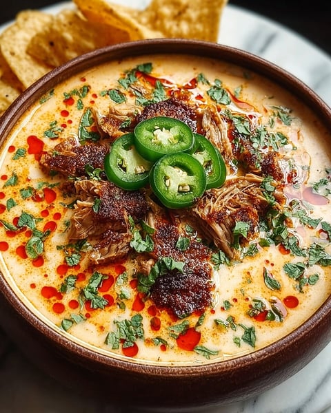 A bowl of creamy jalapeño white chicken chili.