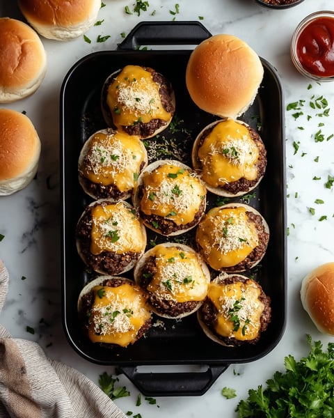 A tray of garlic parmesan cheeseburger bombs.
