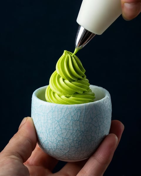 A hand holding a cup of green swamp eggs.