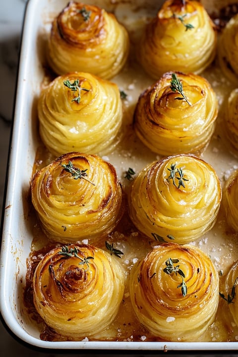 Duchess potatoes in a pan.