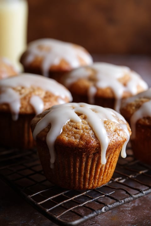 Mini chai muffins with vanilla bean glaze.