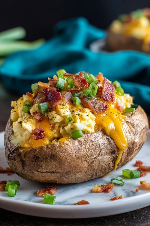 Twice baked loaded breakfast potatoes.
