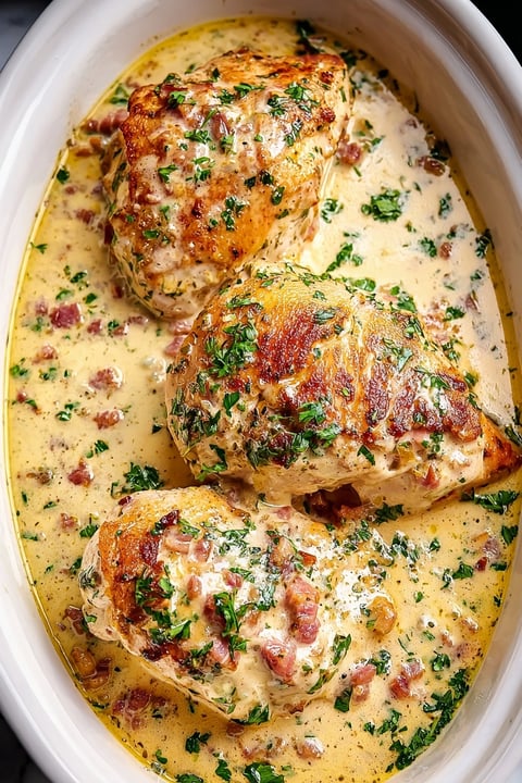 Chicken in a crock pot.