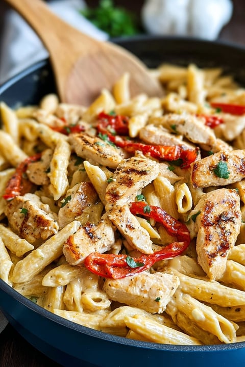 A bowl of Creamy Cajun Chicken Pasta.