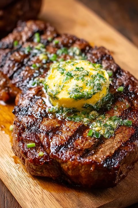 Grilled top sirloin steak with cajun butter.