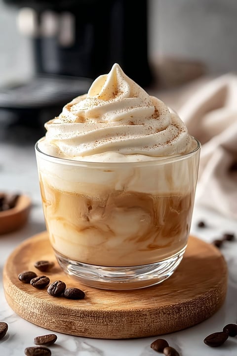 A glass of whipped coffee delight.