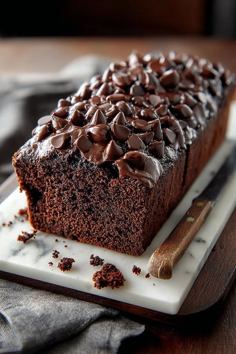A slice of hot fudge brownie bread.