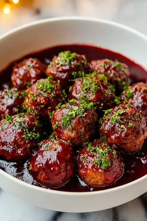 A bowl of meatballs in a red sauce.
