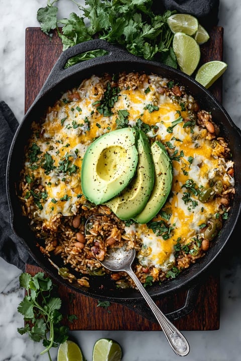 A bowl of vegan white chicken chili casserole.