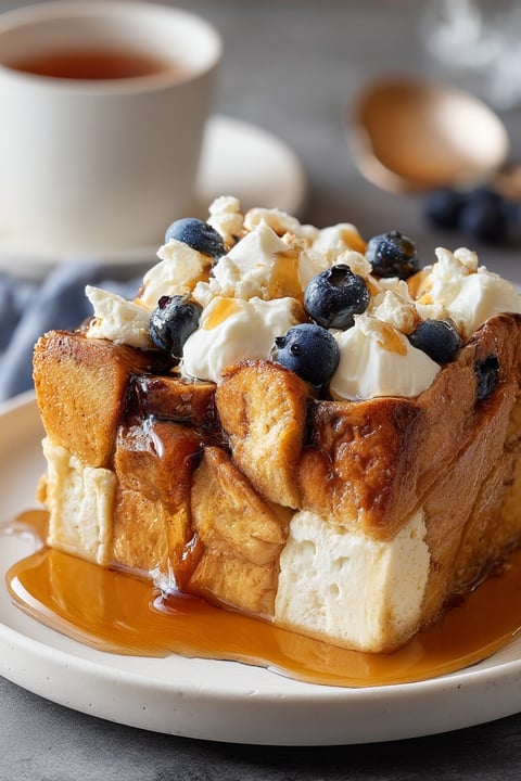 A delicious dessert made with cream cheese and blueberries.