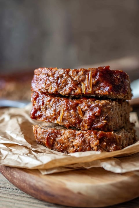 A stack of three ribs on a table.