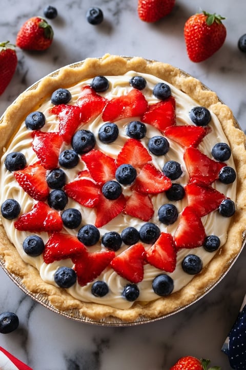 A patriotic 4th of July swirl pie.