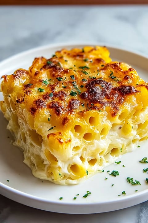 A dish of spaghetti squash au gratin.