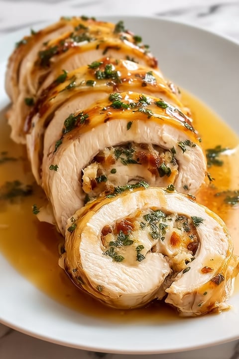 Chicken Roulade with Broccoli and Cheese.
