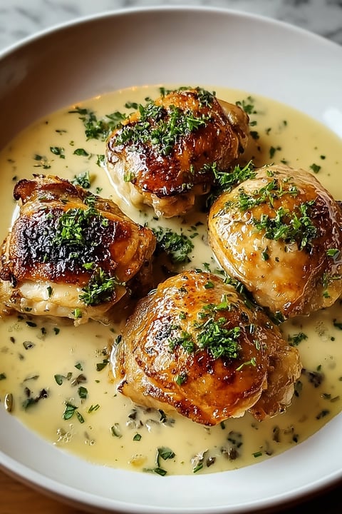 Chicken in a creamy sauce.