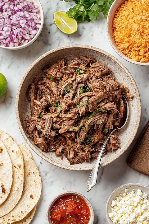 A bowl of slow cooker carnitas.
