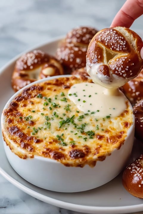 A bowl of cheese dip with a spoon in it.